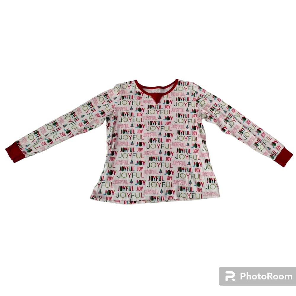 •Wondershop Womens Sleepshirt PJ XL White Christmas Long Sleeve Joyful Cotton